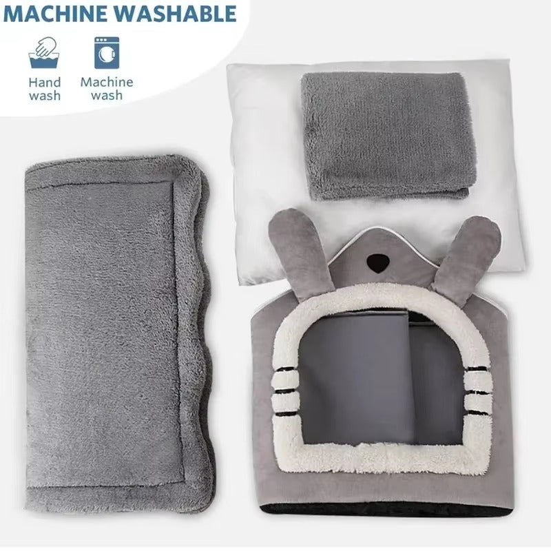 Cozy Plush Pet House Bed – Soft Warm Indoor Cat & Small Dog Cave