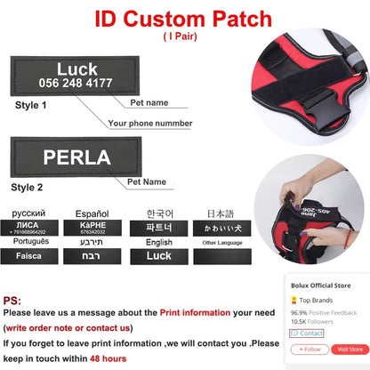 Personalized Dog Harness with Name & Phone Number – Adjustable Reflective No-Pull Pet Vest