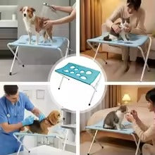 Foldable Pet Bathing & Grooming Stand – Adjustable Pet Drying Hammock for Cats & Small Dogs