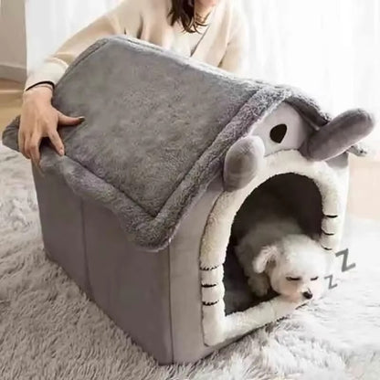 Cozy Plush Pet House Bed – Soft Warm Indoor Cat & Small Dog Cave