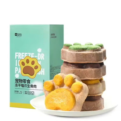 Freeze-Dried Paw Dog Treats | Natural Beef & Chicken Paws | High Protein Cat & Dog Snacks | 3-Layer Meat Biscuits