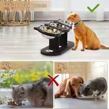 Elevated 3-Bowl Pet Feeder Stand – Stainless Steel Bowls for Cats & Dogs