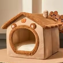 Cozy Cat House Bed – Cute Gingerbread House Pet Bed for Cats & Small Pets