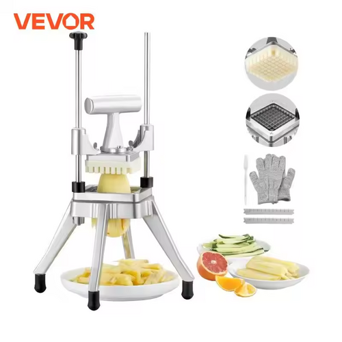 VEVOR Commercial Fruit & Vegetable Cutter – Manual Potato & Vegetable Slicer with Cutting Grid