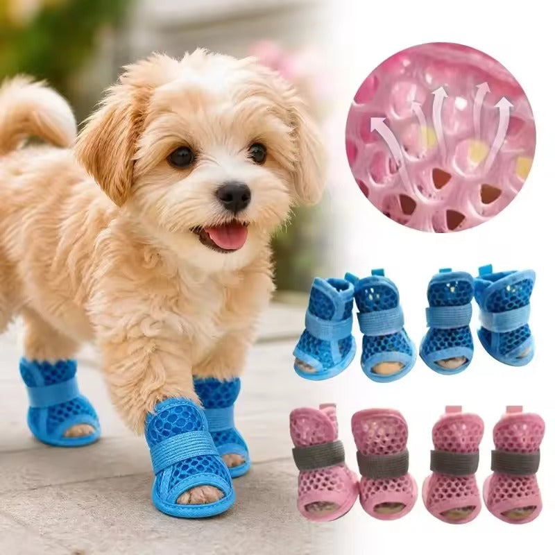 Breathable Dog Shoes – Protective Mesh Paw Boots with Adjustable Straps for Dogs