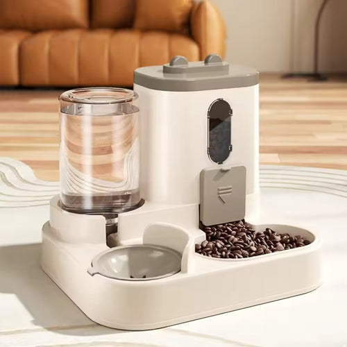 2-in-1 Automatic Cat & Dog Feeder and Water Dispenser | Large Capacity Gravity Food & Water Bowl Set | Anti-Spill Pet Feeding Station