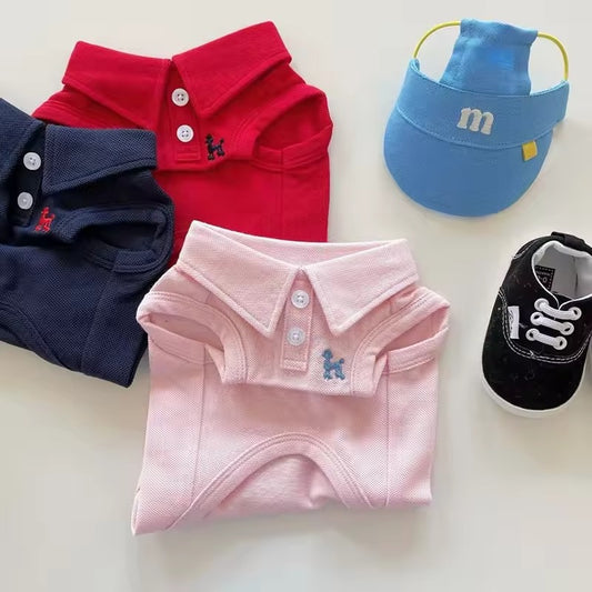 Preppy Pup Polo Shirt - 3 Colors | Small Dog & Cat Summer Clothes with Poodle Embroidery