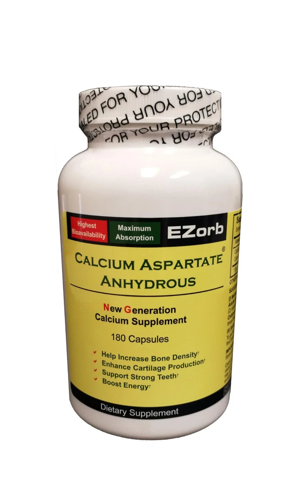 EZorb Calcium Aspartate Anhydrous | High Absorption Calcium Supplement | 180 Capsules