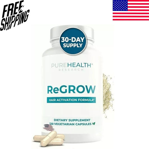PureHealth Research ReGROW Hair Activation Formula | 120 Vegetarian Capsules | Hair Growth Support Supplement