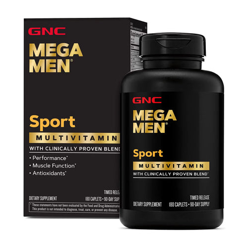 GNC Mega Men Sport Multivitamin | Timed Release Men's Dietary Supplement | 180 Caplets (90-Day Supply)