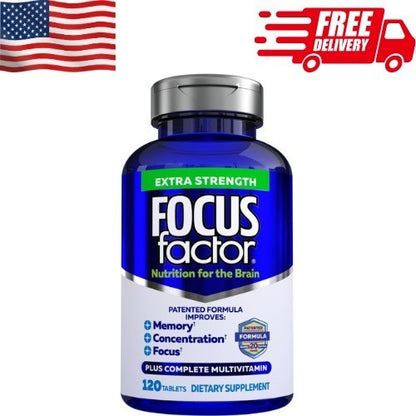 Focus Factor Extra Strength Brain Health Supplement | Memory & Focus Support | 120 Tablets